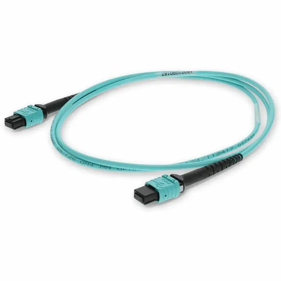 AddOn 3m MPO Female to MPO Female OM3 Aqua Riser-Rated Fiber Patch Cable by AddOn
