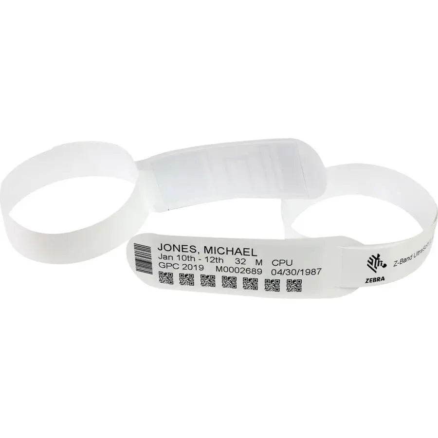 Zebra Z-Band UltraSoft Wristband Cartridge Kit (White) – Durable, Tamper-Evident, Latex-Free for Zebra HC100 Printer