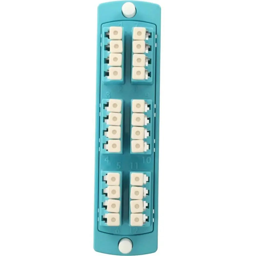 Leviton Opt-X 5F100-4QL Aqua 24-Fiber Quad LC Network Patch Panel with Zirconia Ceramic Sleeves