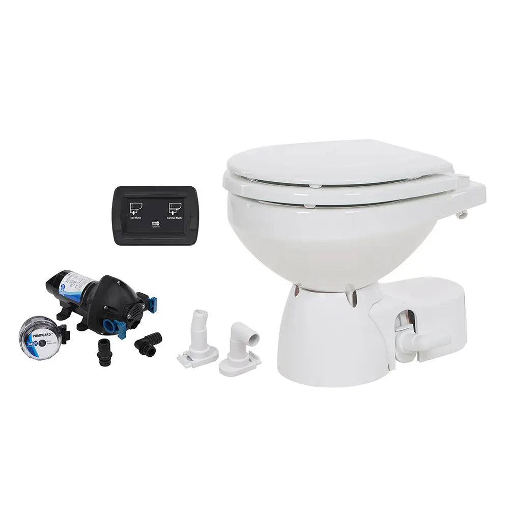 Jabsco Quiet Flush E2 Raw Water Marine Toilet with Soft Close Lid and Touch Sensor Control
