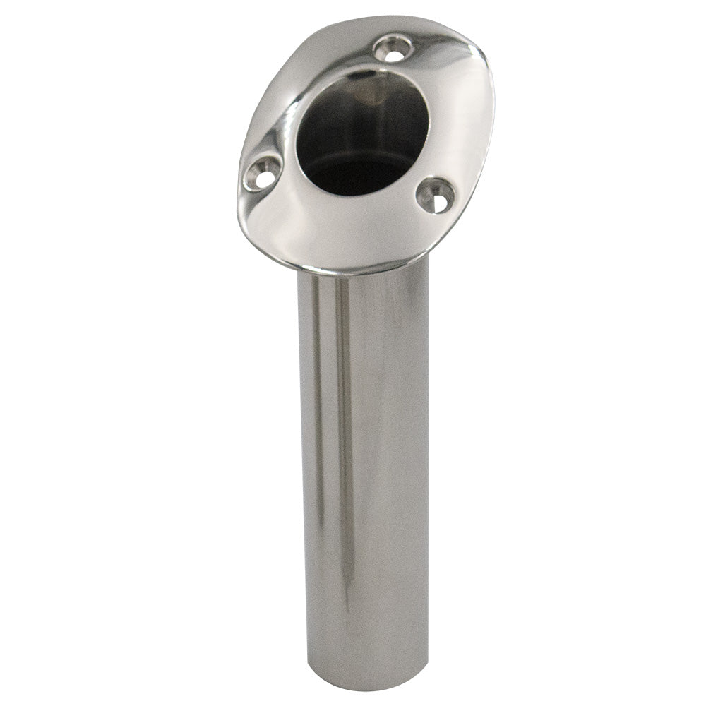 C.E. Smith 70 Series Standard Flush Mount Rod Holder - 30 Degree, Stainless Steel with Gimbal Bar Bottom and Black Liner