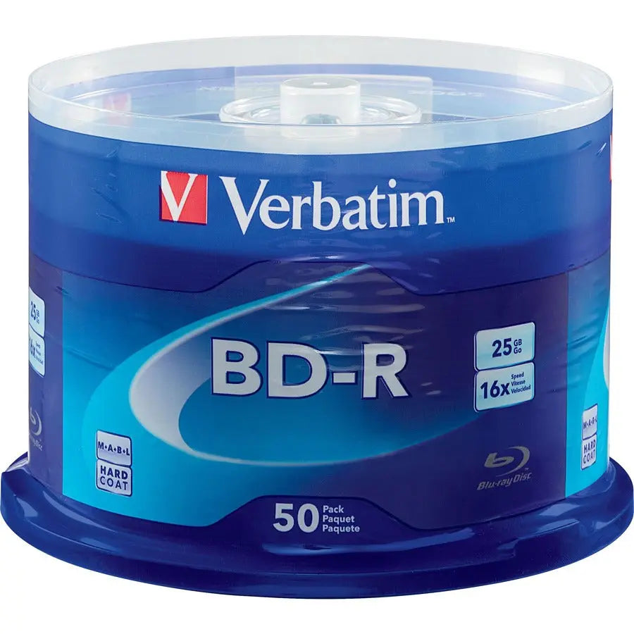 Verbatim BD-R 25GB 16X with Branded Surface – 50 Pack Spindle