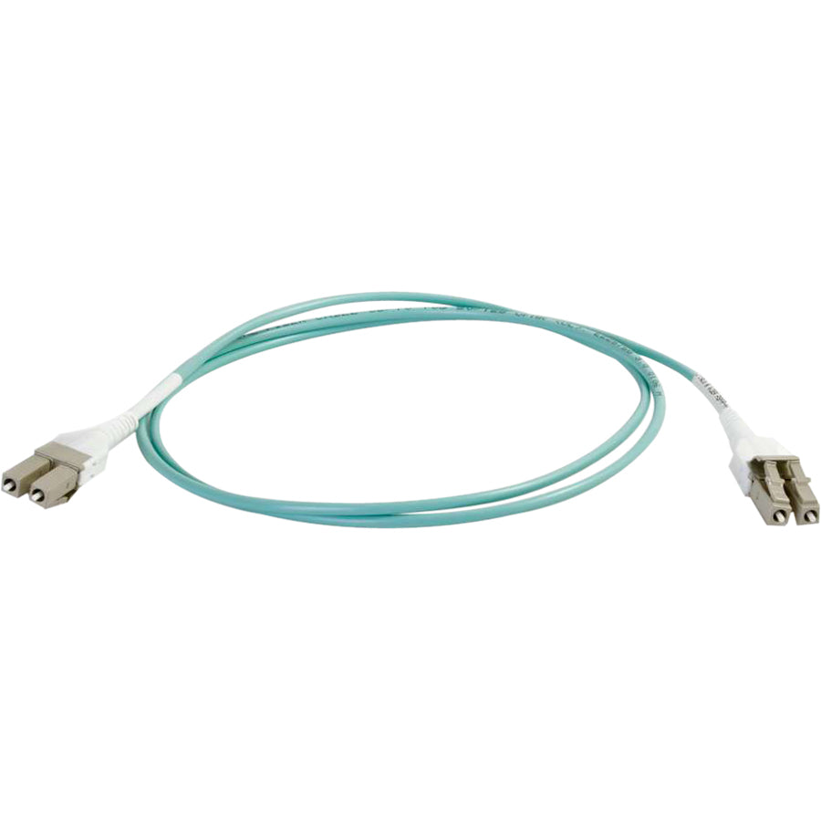 C2G 1m LC Uniboot 10Gb 50/125 OM3 Duplex Multimode Fiber Optic Cable - Aqua