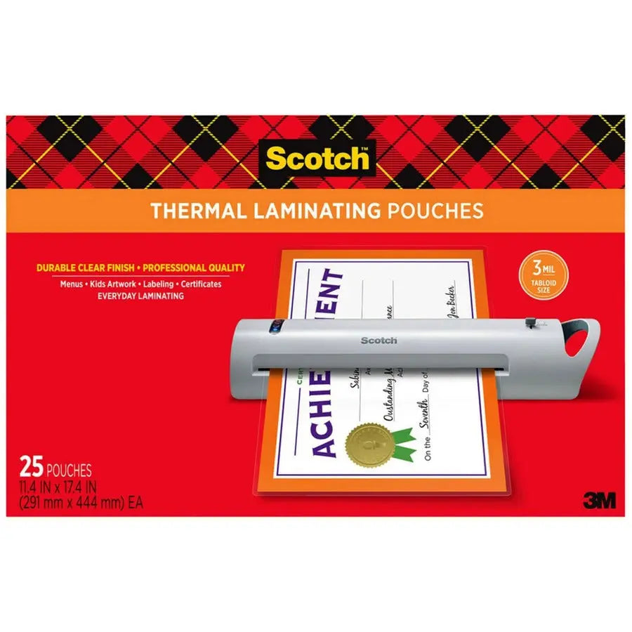 3M Scotch Thermal Laminator Pouches - Clear, 11 x 17 Inches, Photo-Safe, Pack of 1
