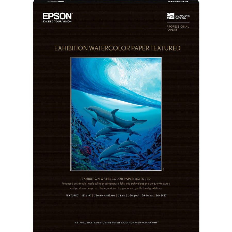 Epson Exhibition Watercolor Paper Textured, 25 Sheets, Part Number S045487