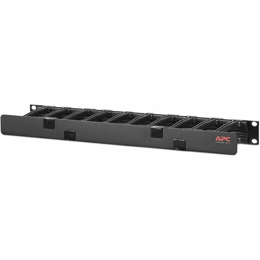 APC NetShelter Cable Management, Horizontal Cable Manager, 1U, Single Side with Cover, Black, 483 x 44 x 110 mm
