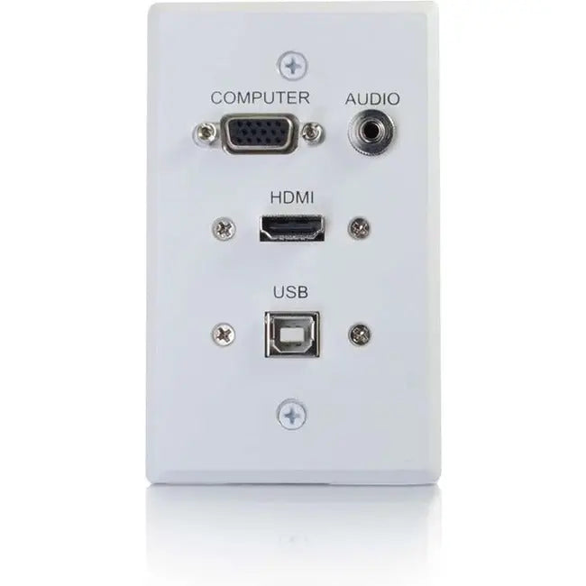 C2G HDMI, VGA, 3.5mm Audio and USB Pass-Through Single Gang Wall Plate - White