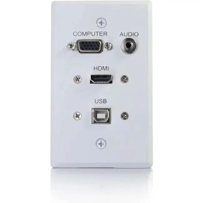 C2G HDMI, VGA, 3.5mm Audio and USB Pass-Through Single Gang Wall Plate - White by Legrand Group
