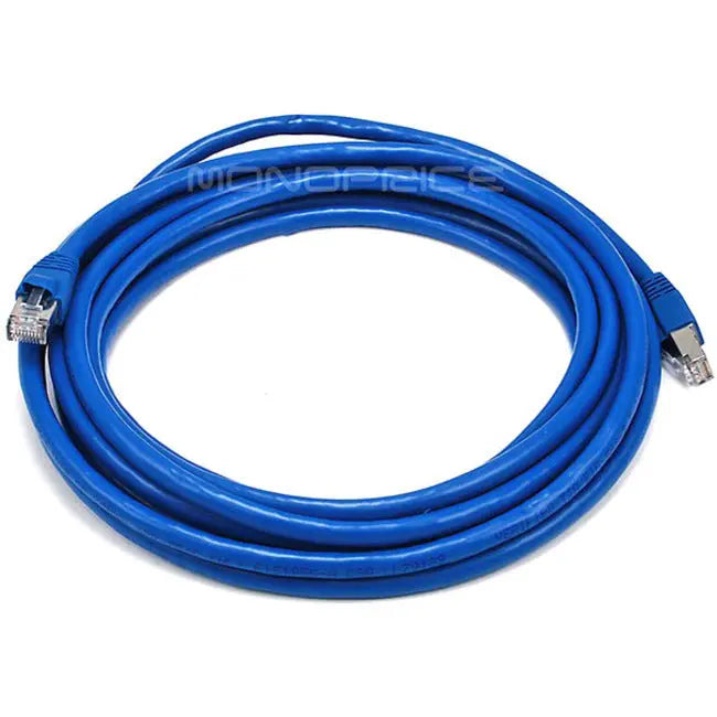 Monoprice 14FT Cat6A Ethernet Network Cable - Blue, 24AWG, 500MHz STP, RJ-45 Male Connectors