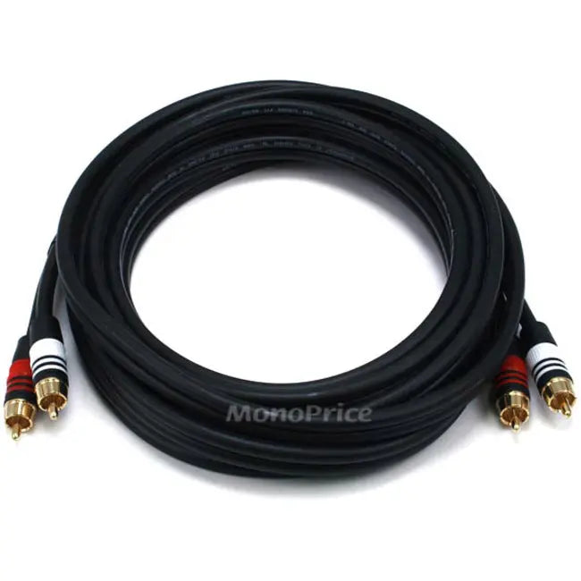 Monoprice 15ft Premium 2 RCA Male to Male Audio Cable - Black