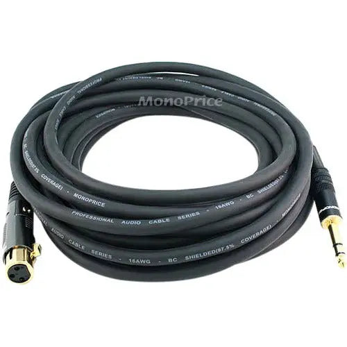 Monoprice 25ft Premier Series XLR Female to 1/4 Inch TRS Male Audio Cable with Gold Plated Connectors