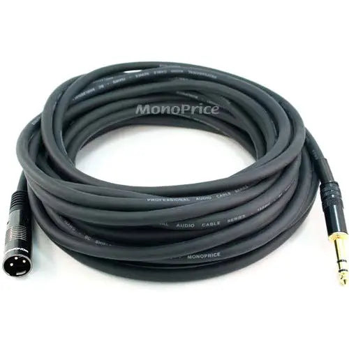 Monoprice 50ft Premier Series XLR Male to 1/4 Inch TRS Male Audio Cable with Gold Plating