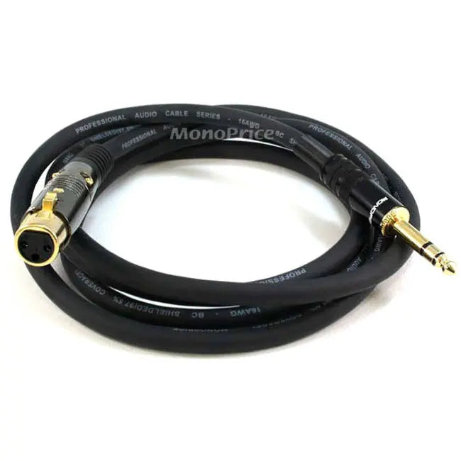 Monoprice Premier Series 6ft XLR Female to 1/4 Inch TRS Male Audio Cable with Gold Plated Connectors