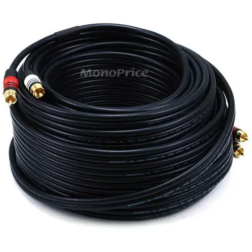 Monoprice 75ft Premium 2 RCA Plug to 2 RCA Plug M/M 22AWG Audio Cable - Black