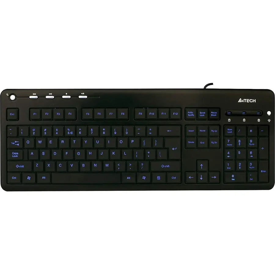 A4Tech KD-126 Backlit Multimedia Keyboard - Reliable USB Computer Keyboard with Integrated Lighting