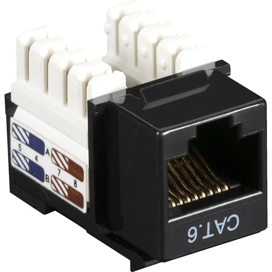 Black Box CAT6 Value Line Keystone Jack - Black, ETL Verified Network Connector with Gold Contacts