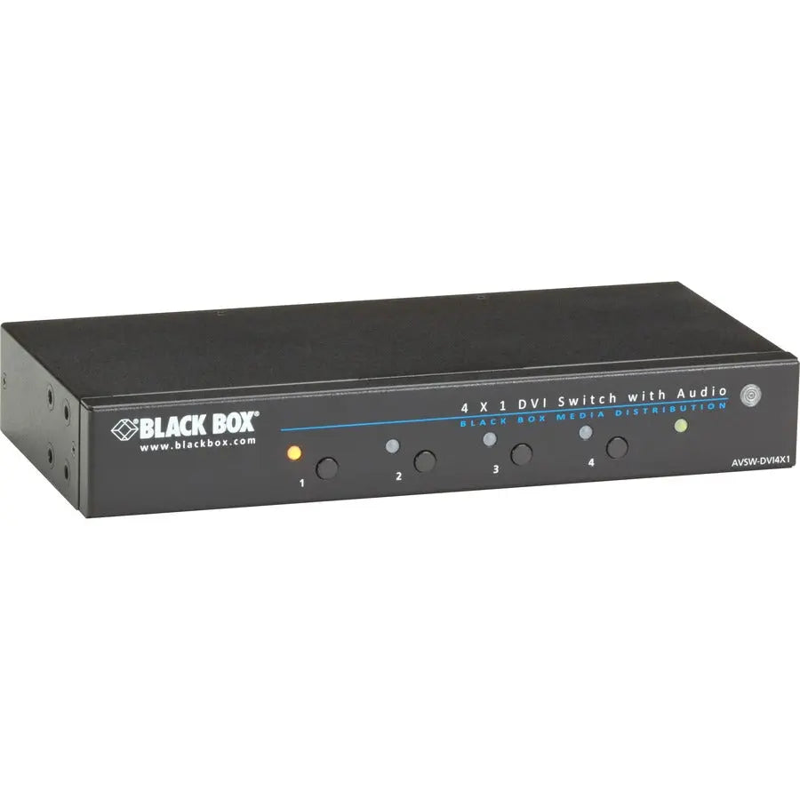 Black Box AVSW-DVI4X1 4x1 DVI Switch with Audio – Supports Full HD 1080p and Multiple Sources