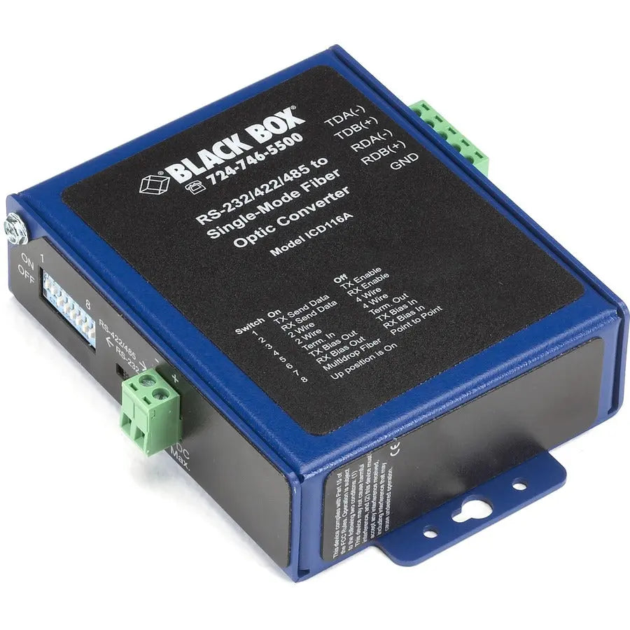 Black Box ICD116A Industrial Opto-Isolated Serial to Fiber Single-Mode SC Converter