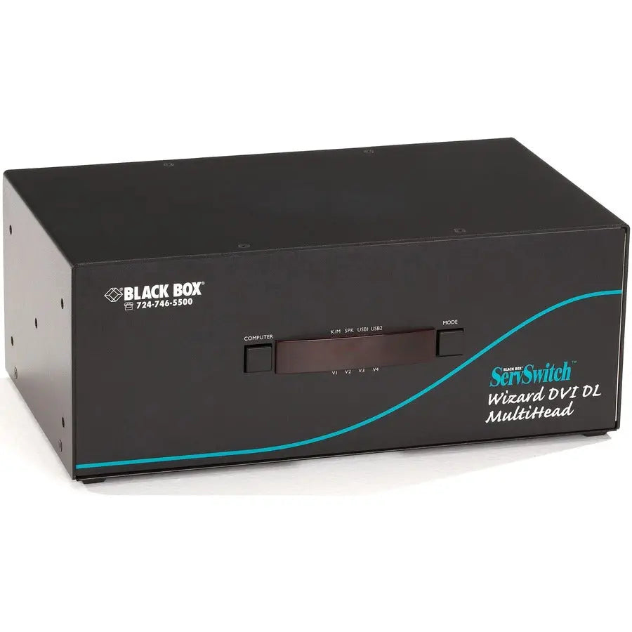 Black Box ServSwitch Wizard Dual-Link DVI Tri-Head with USB True Emulation - Multi-Computer KVM Switch for High-Resolution Video and USB Devices