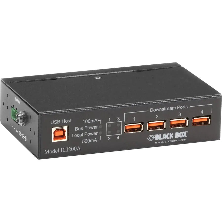 Black Box Industrial USB 2.0 Hub - 4-Port with High-Retention Ports and Heavy-Duty Design