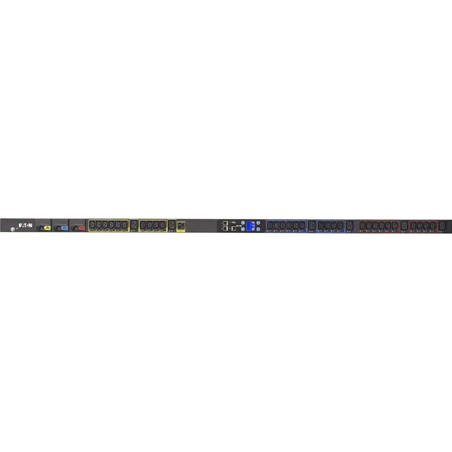 Eaton Metered Input rack PDU, 0U, L21-30P input, 8.64 kW max, 120/208V, 24A, 10 ft cord, Three-phase, Outlets: (1) 5-20R, (30) C13 Outlet grip, (6) C19 Outlet grip