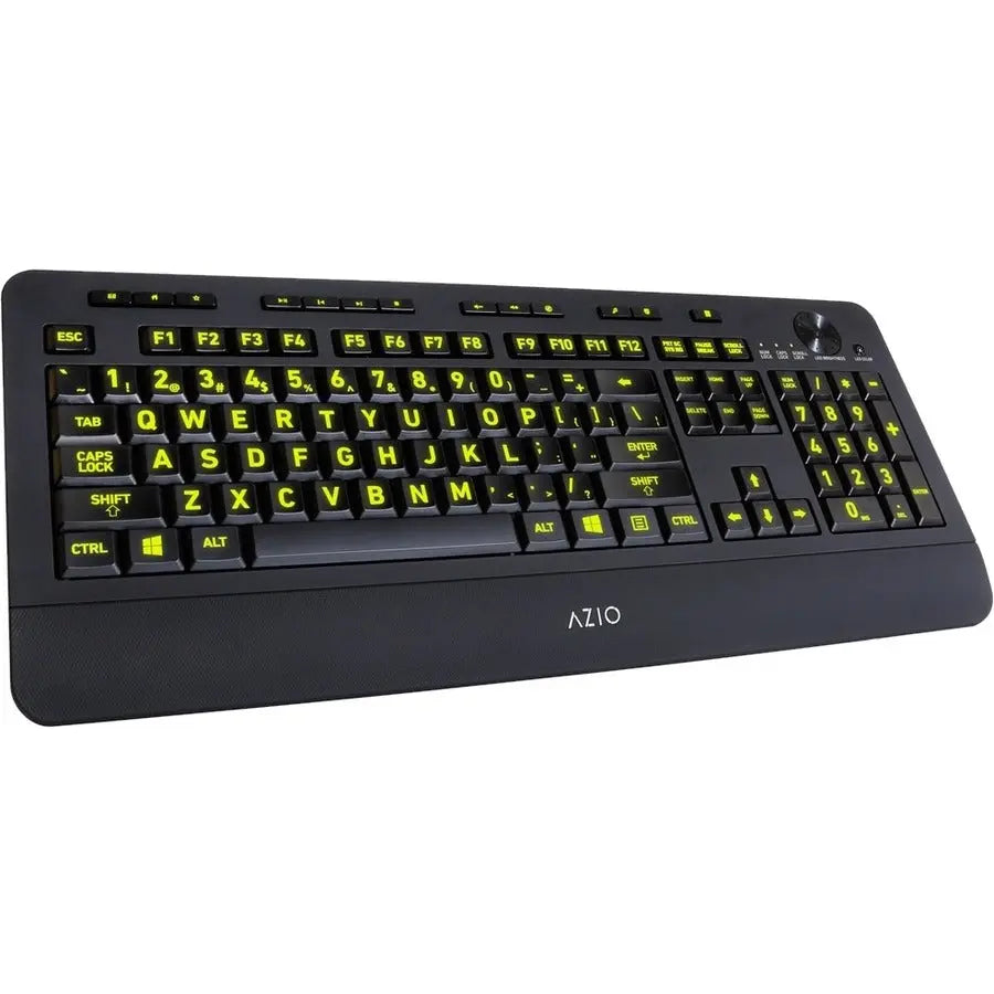 AziO Vision Backlit Keyboard with Large Print Keys and Multi-Color Backlighting