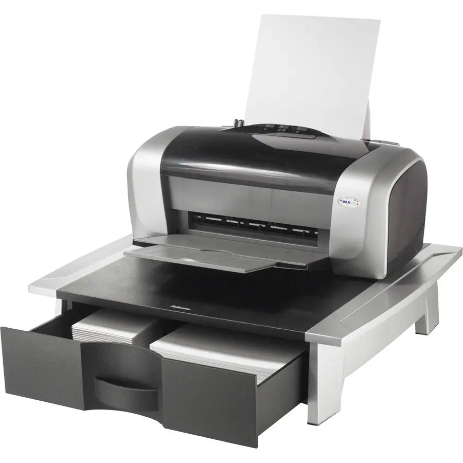 Fellowes Office Suites Printer Stand with Storage Drawer - Supports Up to 50 lbs, Black