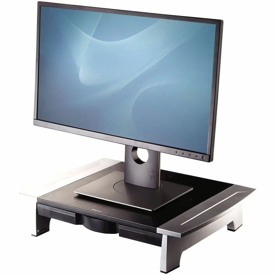 Fellowes Office Suites Monitor Riser – Adjustable Steel Stand for 21-Inch Monitors with Storage Tray and Laptop Stowage