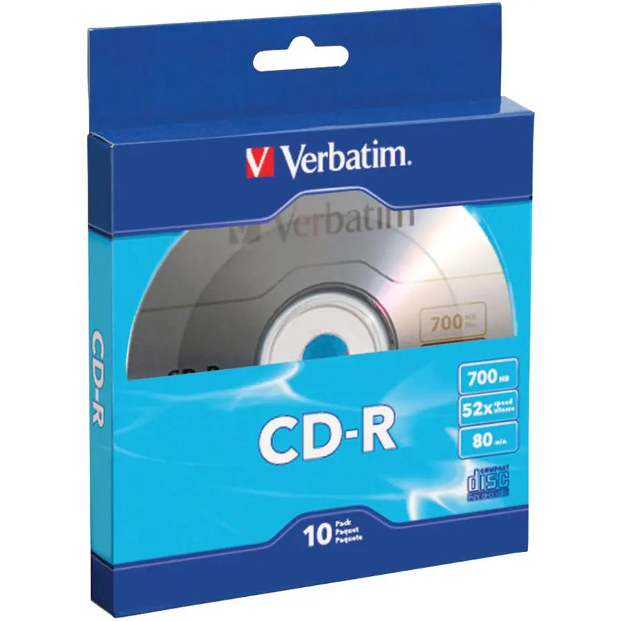 Verbatim CD-R 700MB 52X with Branded Surface – 10 Pack Bulk Box