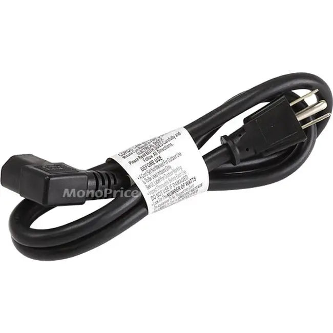 Monoprice 3ft 16AWG Right Angle Power Cord with NEMA 5-15P to IEC C13 - Black