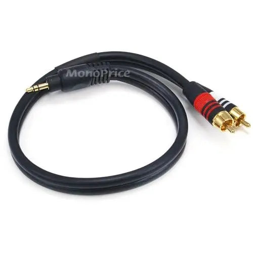 Monoprice 1.5ft Premium 3.5mm Stereo Male to 2RCA Male Audio Cable - Black