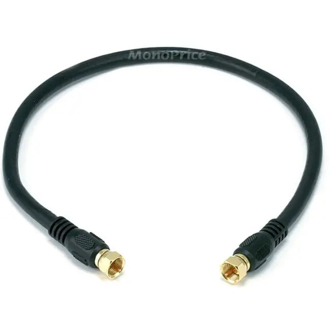 Monoprice Coaxial Antenna Cable 1.5ft RG6 Quad Shield F-Type Male Connector