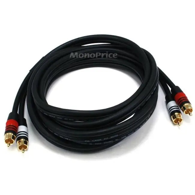 Monoprice 10ft Premium 2 RCA Plug to 2 RCA Plug M/M Audio Cable - Black, 22AWG, Shielded