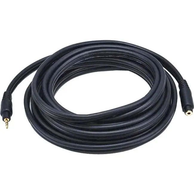 Monoprice Coaxial Extension Audio Cable - 15ft 3.5mm Male to Female Stereo Jack, Gold Plated, Black