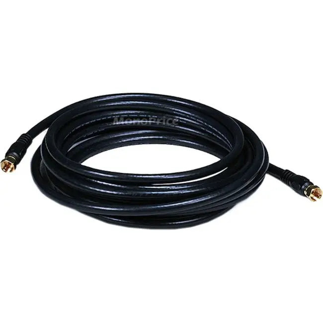 Monoprice Coaxial Antenna Cable (Part #6314) – 15ft RG6 Quad Shield F-Type Connector, Black