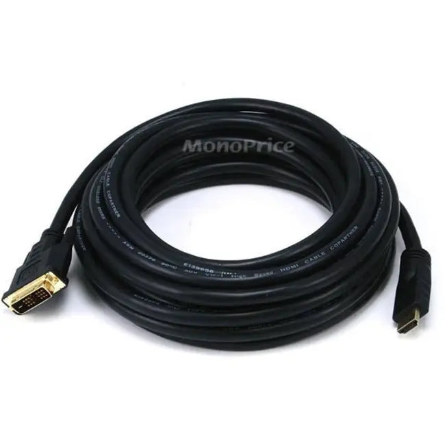 Monoprice 25ft 26AWG CL2 HDMI to DVI Adapter Cable - Black