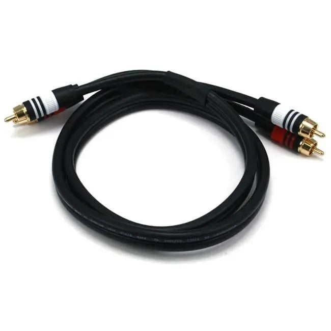 Monoprice 3ft Premium 2 RCA Male to Male Audio Cable - Black, 22AWG Coaxial, Gold-Plated Connectors
