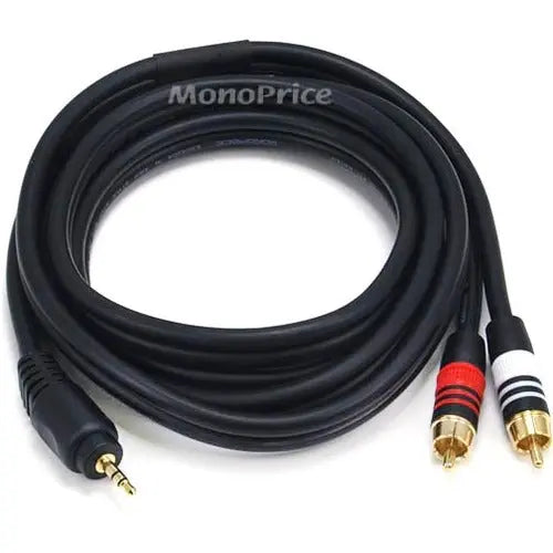 Monoprice 6ft Premium 3.5mm Stereo Male to 2RCA Male Audio Cable - Black