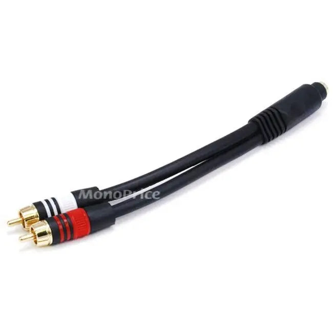 Monoprice 6-inch Premium 3.5mm Stereo Female to 2RCA Male Audio Cable - Black
