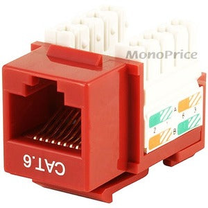 Monoprice Cat6 Punch Down Keystone Jack - Red Network Connector