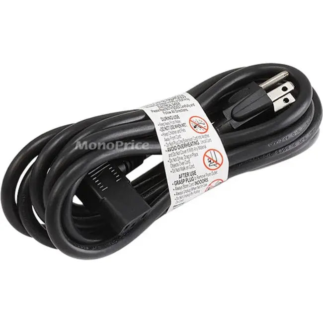 Monoprice 7681 10ft Black Right Angle Power Cord with NEMA 5-15P and IEC C13 Connector