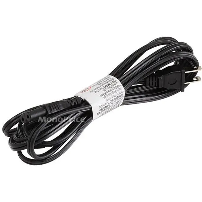 Monoprice 10ft 18AWG Figure 8 Power Cord Cable with C-7 and NEMA 1-15P Connectors - Black