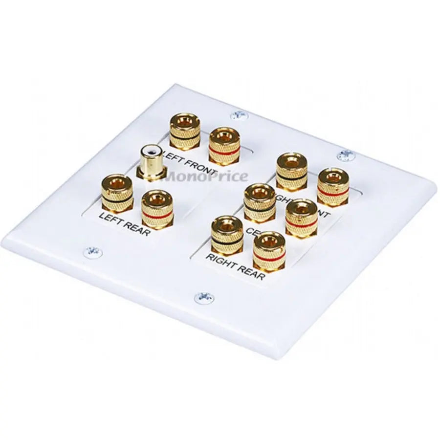Monoprice 2-Gang 5.1 Surround Sound Distribution Wall Plate for Home Theater Installation