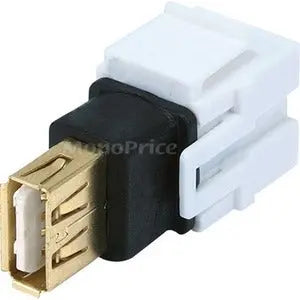 Monoprice Keystone Jack USB 2.0 A Female to Female Coupler Adapter Flush Type White