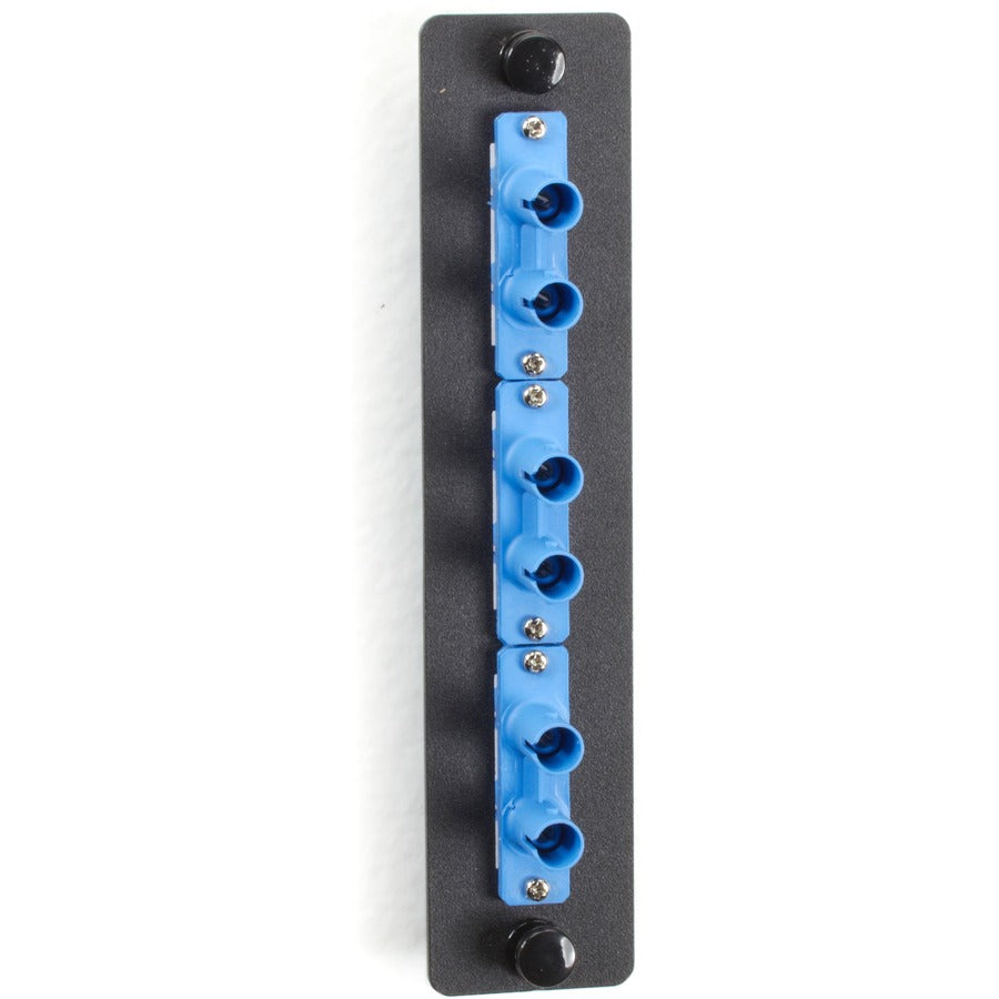 Black Box JPM450C Fiber Adapter Panel with Ceramic Sleeves, Blue, 3 Duplex ST Pairs
