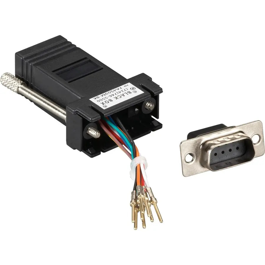 Black Box FA4509M-BK DB9 Male to RJ45F Modular Adapter Kit with Thumbscrews, Black