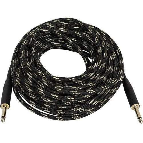 Monoprice 50ft Cloth Series 1/4 Inch TS Male Instrument Cable - Black & Gold