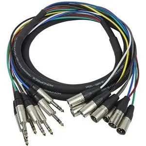 Monoprice 3 Meter (10ft) 8-Channel TRS Male to XLR Male Snake Cable for Professional Audio Connections