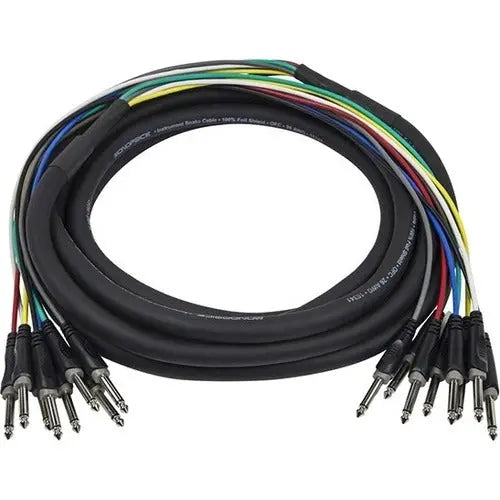 Monoprice 6 Meter (20ft) 8-Channel 1/4 Inch TS Male to Male Snake Cable for Pro Audio