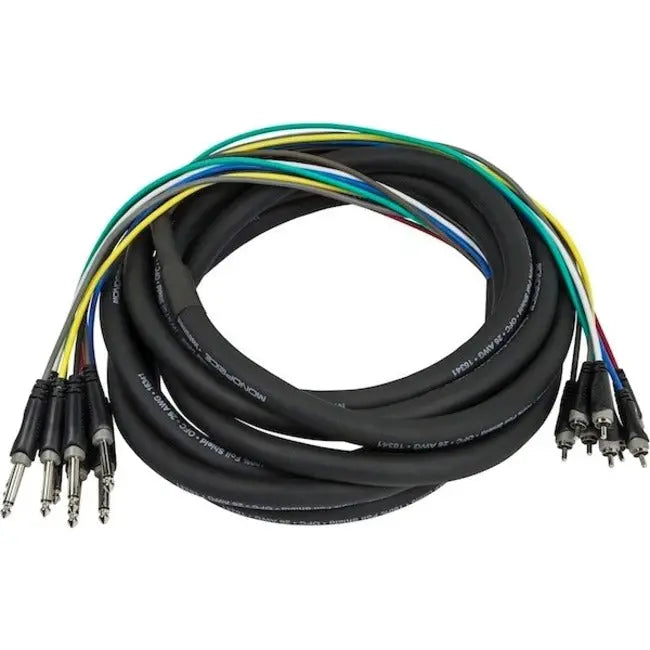 Monoprice 6 Meter (20ft) 8-Channel 1/4-inch TS Male to RCA Male Snake Cable